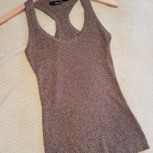 Adorable racerback tank with metallic threading.